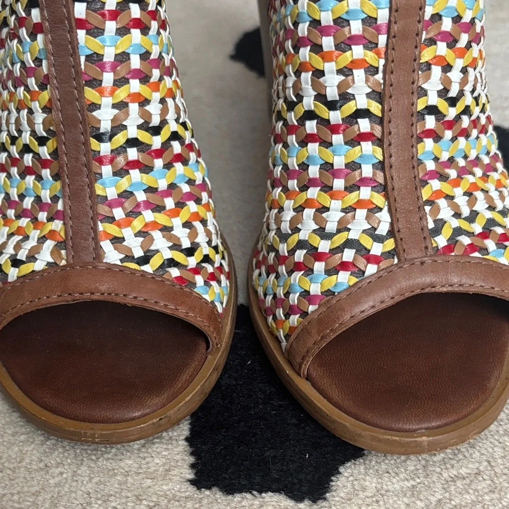 House of Harlow Multicolor Woven Slingback Heeled Sandals 38 - Picture 2 of 5
